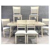 New Modern Grey Washed Dining Table & 6 Chairs