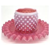 Fenton Pink Opalescent Hobnail Art Glass