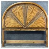 Mid Century Petal / Sun Wood & Rattan Headboard
