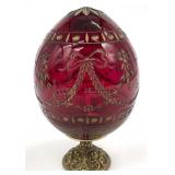 Faberge Ruby Red Glass Egg