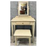 New Weathered Grey Vanity w/ Tilted Mirror & Bench