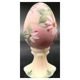 Fenton Burmese Hand Painted Egg on Pedestal