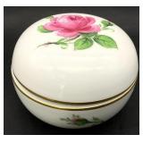 Meissen Hand Painted Pink Rose Trinket Box