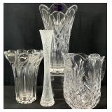 4pc Crystal Vases & Pitcher