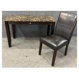 New Faux Marble 1-Drawer Desk & Chair