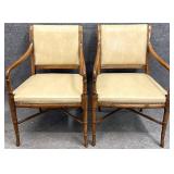 Pair Hickory Chair Faux Bamboo Arm Chairs