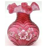 Fenton 1994 QVC Cranberry Opalescent Vase