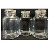 3 Large Clear Glass Jars