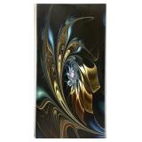 Designart Brown Blue Fractal Flower Abstract Art