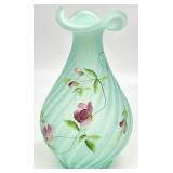Fenton Sea Mist Green Optic Satin Swirl Glass