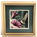 Hummingbird Floral Needlepoint Framed Art