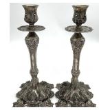 2pc Ornate Silver Plated Candlesticks