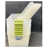 8 Sterilite Storage Totes w/ Lids - Green