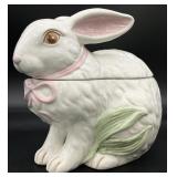 Hand Painted Ceramic Rabbit Cookie Jar