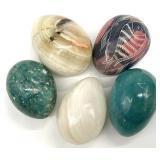 5 Carved Stone Eggs