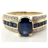 14K Gold, Sapphire & Diamond Ring, Sz 7