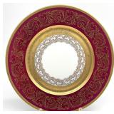 Wheeling Decorating China Gilt Scrollwork Plate