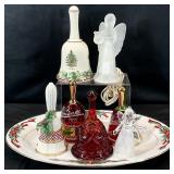 Christmas Holiday Bells, Angel Figurines & Platter