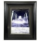 Under Pier Beach Waves Framed Art Print