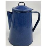 Blue Enamel Metal Percolator Coffee Pot