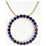 14K Gold Necklace 10K Gold Sapphire Pendant