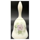 Fenton Hand Painted Purple Flower Satin Glass Bell