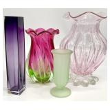 Pink Blown Glass Vase, Watermelon Art Glass & More
