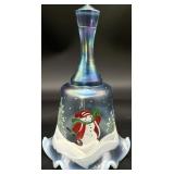Fenton Misty Blue 1999 Christmas Snowman Bell