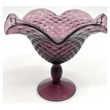 Fenton Amethyst Diamond Pattern Compote