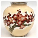 Vintage Japanese Cloisonne Vase, Plum Blossoms