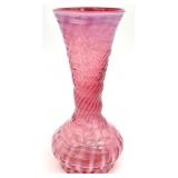 Fenton Cranberry Opalescent Optic Spiral Vase