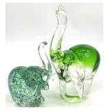 2pc Art Glass Elephant Figures