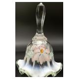 Fenton Opalescent Meadow Beauty Green Crest Bell