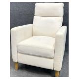 Cream Upholstered Pressback Recliner