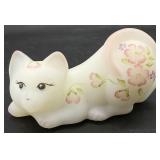 Fenton Burmese Hand Painted Cat Art Glass Figure