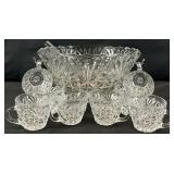 Glass Punch Bowl & Cups
