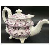 Antique Ironstone Mulberry Transferware Teapot