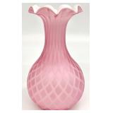 Diamond Pattern Satin Glass Vase