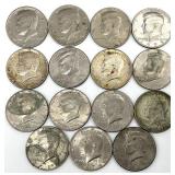 15pc Kennedy Half Dollars