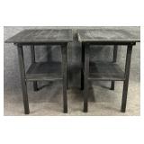 Pair Black Slat Top Accent Tables