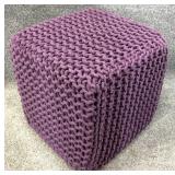 Cotton Knitted Pouffe Cube Footstool