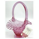 Fenton Dusty Rose Diamond Lace Ruffle Edge Basket