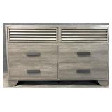 New Grey Louver Drawer Dresser w/ Mirror