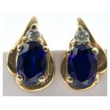 10K Gold, Sapphire & Diamond Earrings