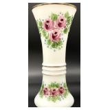 Vtg Rainbow Art Glass Co. Hand Painted Rose Vase