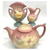 Hull Pottery Magnolia Teapot, Vase & Ewer