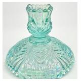 Fenton Iridized Aqua Fern Art Glass Candlestick