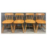 4 Colonial Style Maple Wood Chairs
