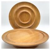 2pc Handmade Woodware Lazy Susan & Serving Tray