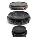 3 Asian Carved Wood Stands